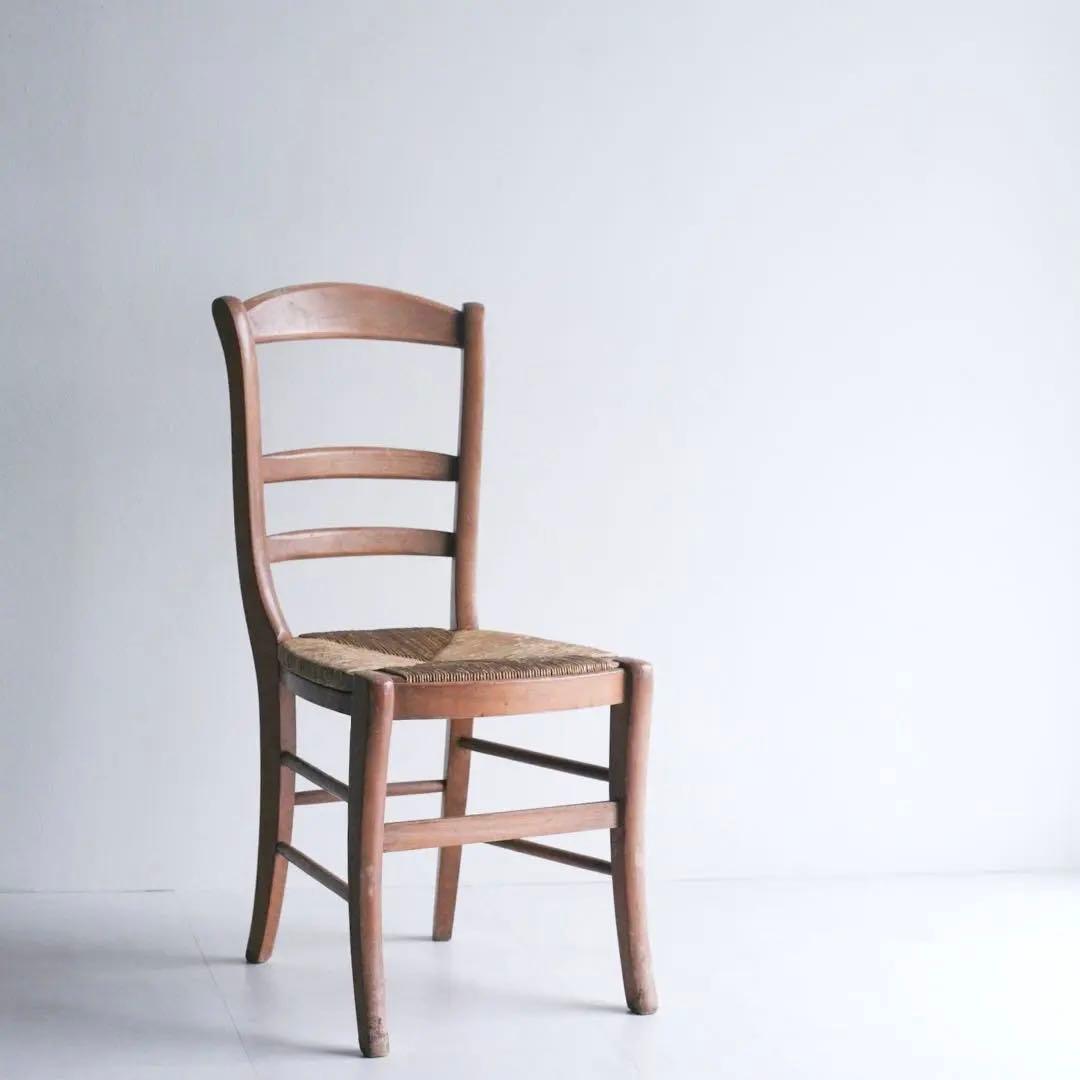 【SALE品】　フランス　ラッシュ編みチェア　無垢材　ダイニングチェア　古家具
