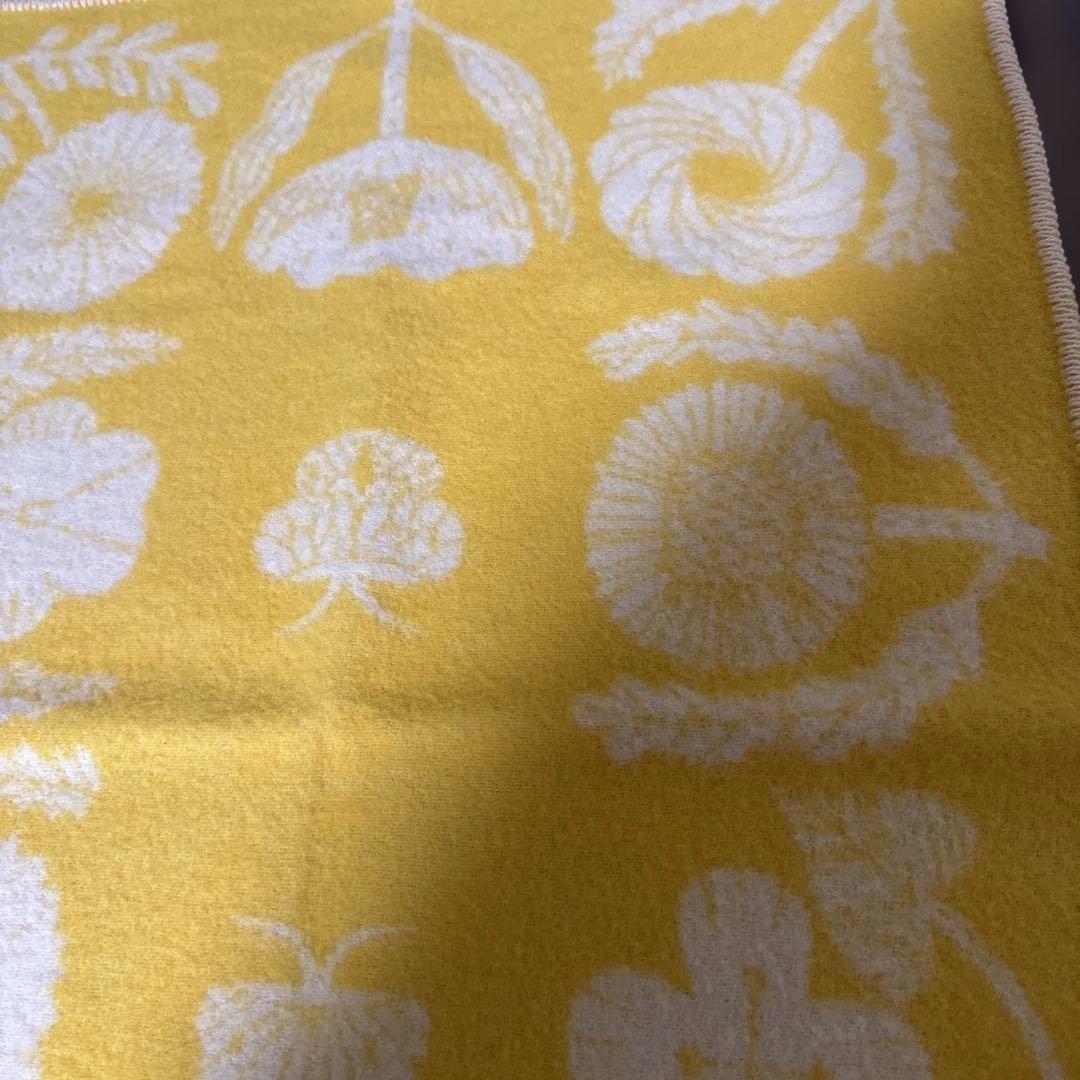 美品　ラプアンカンクリ　鹿児島睦　花柄ブランケット 　イエロー