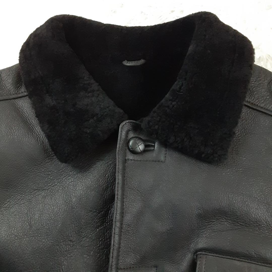 美品80~90s◎AMIFUR ムートンジャケット ブラック 黒 M(XL相当)