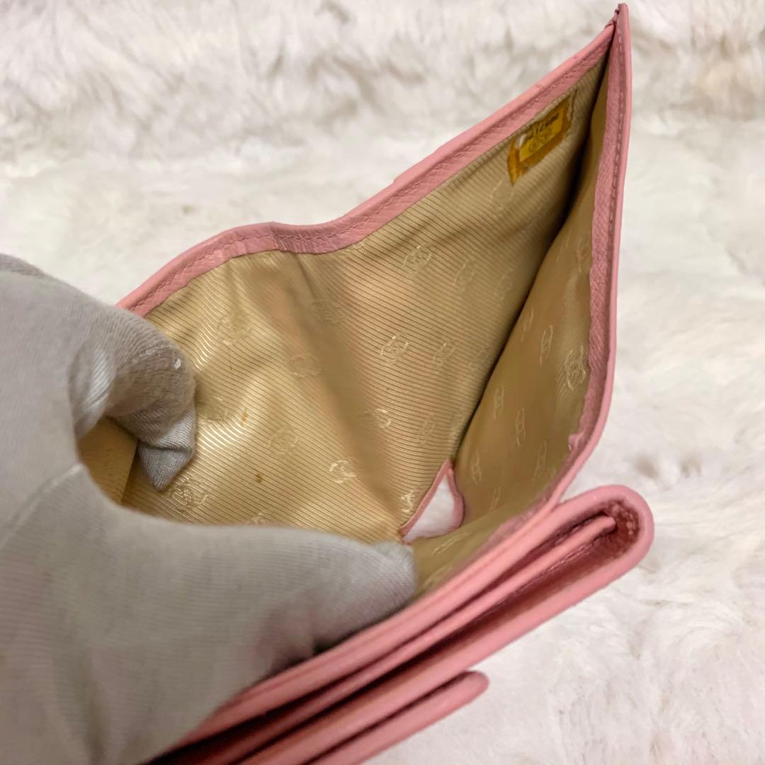 CHANEL 三つ折り ミニ 財布 ココボタン ピンク　レザー ケース