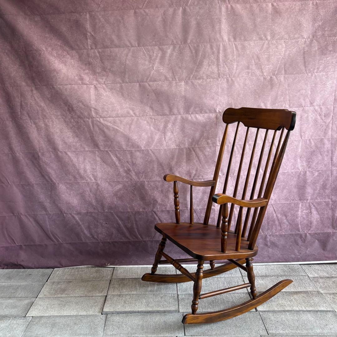 美品 木製 ロッキングチェア 無垢材