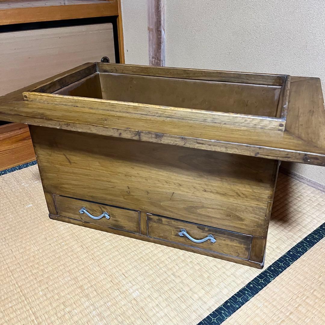 ヴィンテージ　長火鉢　引き出し二口　シンプル