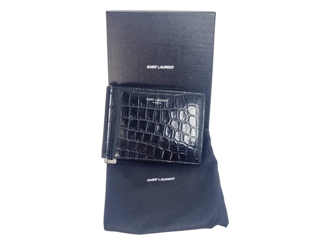 SAINT LAURENT サンローラン ビルクリップウォレット クロコ型押し