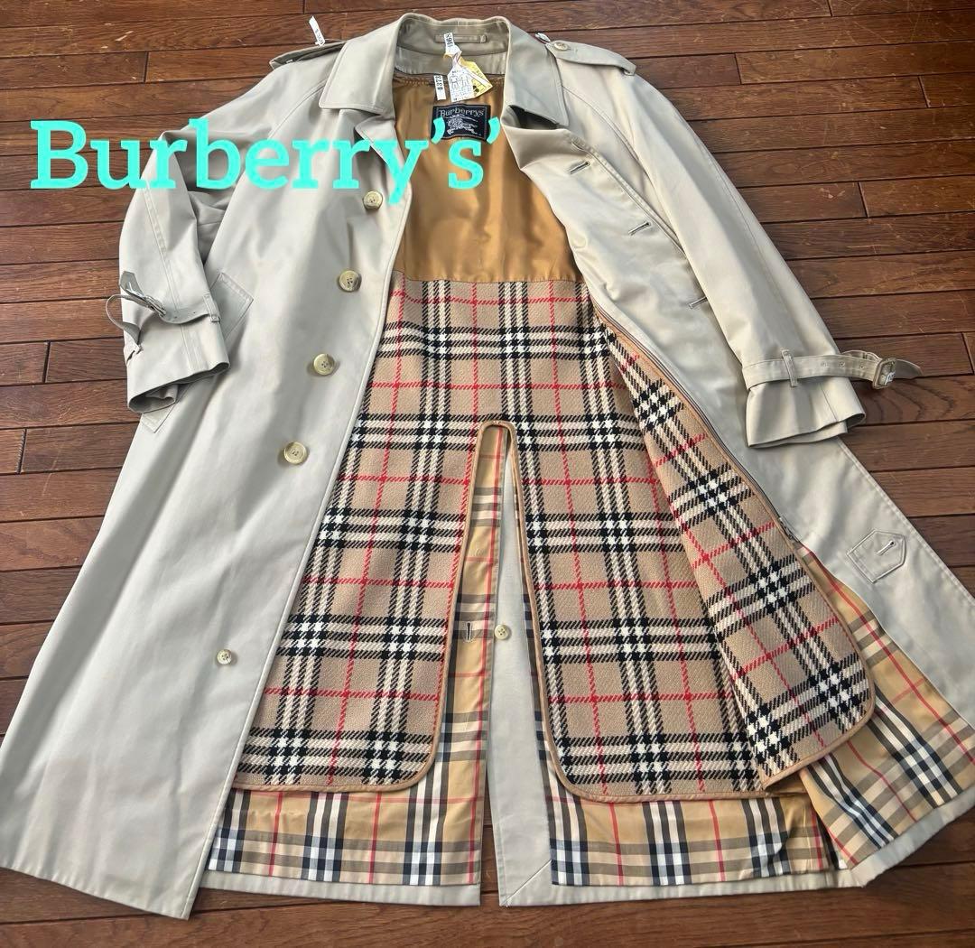 【美品】BURBERRY ジップライナーノバチェック　ステンカラーコート 165