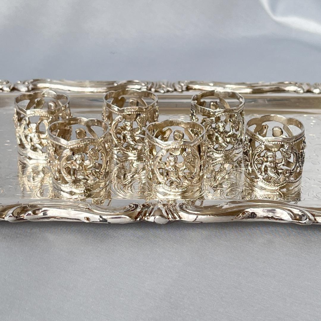 【ALBO】 薔薇と天使のナプキンリング 6個【純銀】