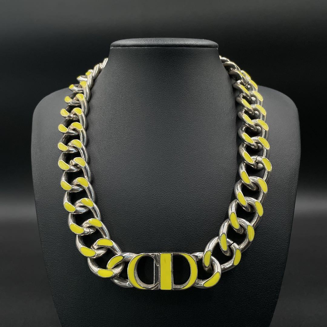 DIOR CD icon ディオール　チェーン　リンク　ネックレス　イエロー