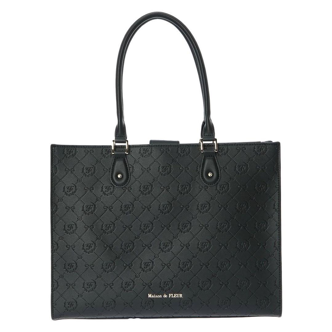 Maison de FLEUR モノグラムスクエアトートバッグ ブラック