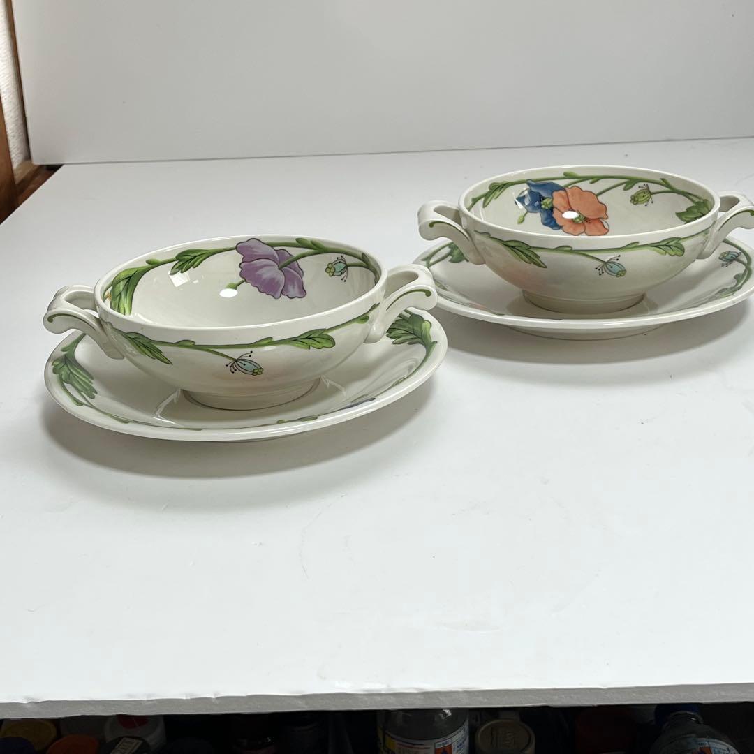 廃盤品　ビレロイ&ボッホ　アマポーラ　スープ皿　ソーサー　2客