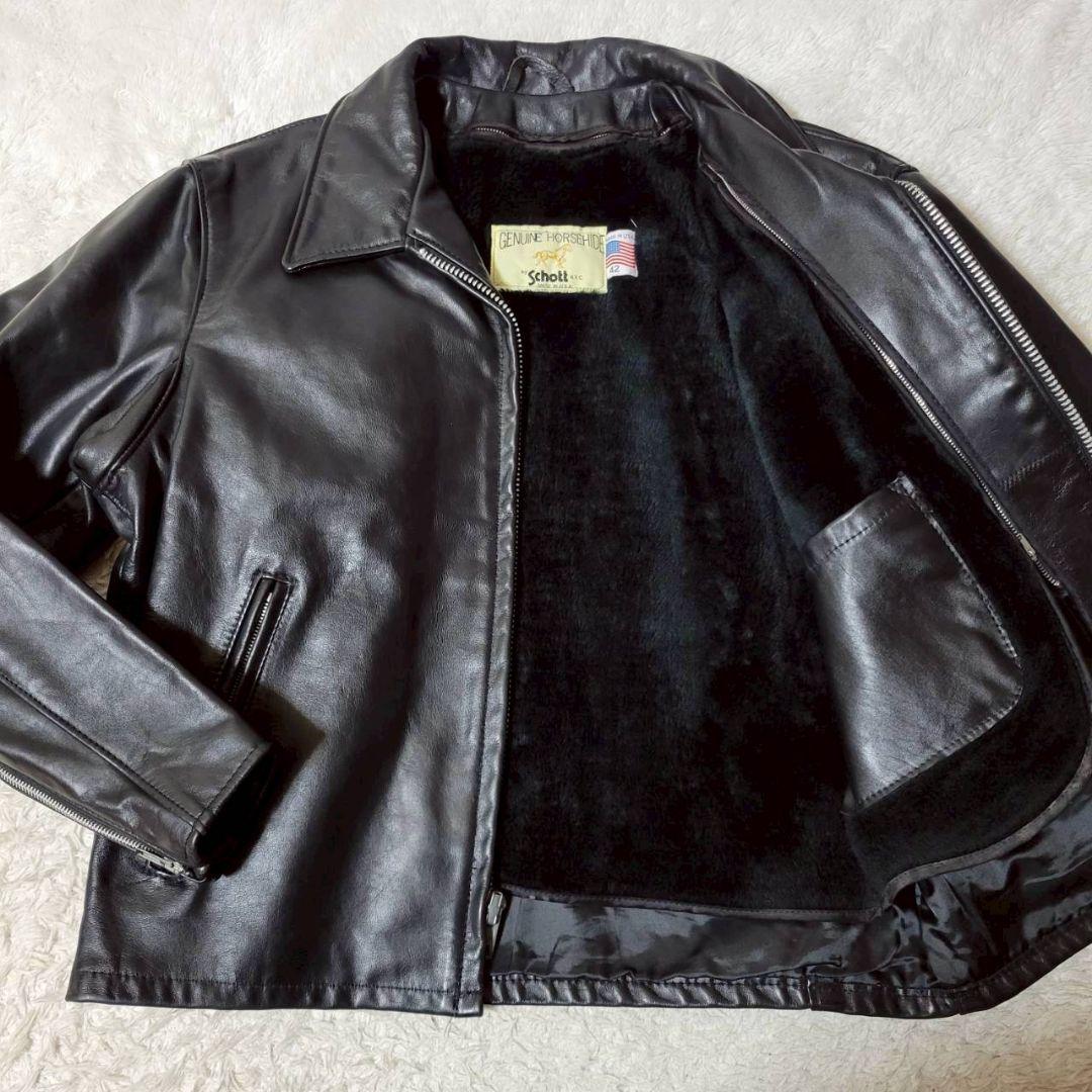 希少42サイズ✨ Schott 652H ホースハイド ライダーストラッカー 黒