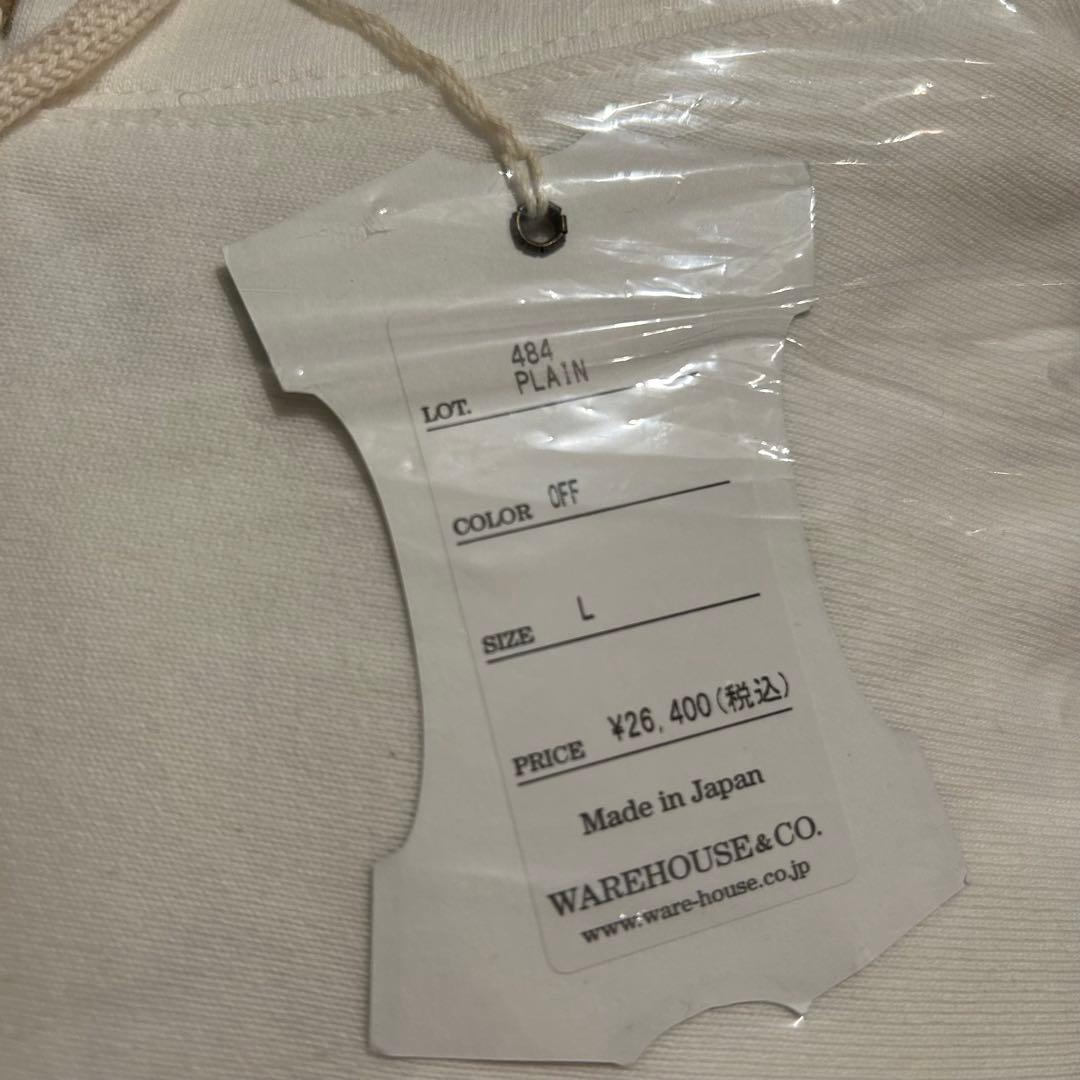 WAREHOUSEウェアハウスlot.484無地リバースパーカーOFF Lサイズ