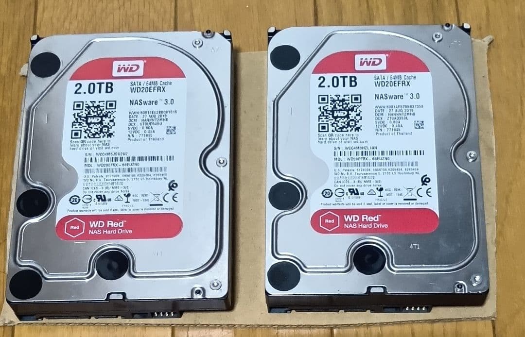 WD ウエスタンデジタル　nasware3.0　HDD 2.0TB 2台