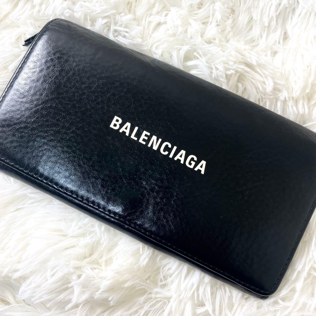 バレンシアガ　BALENCIAGA長財布　レザー　ブラック　黒　小銭入れ
