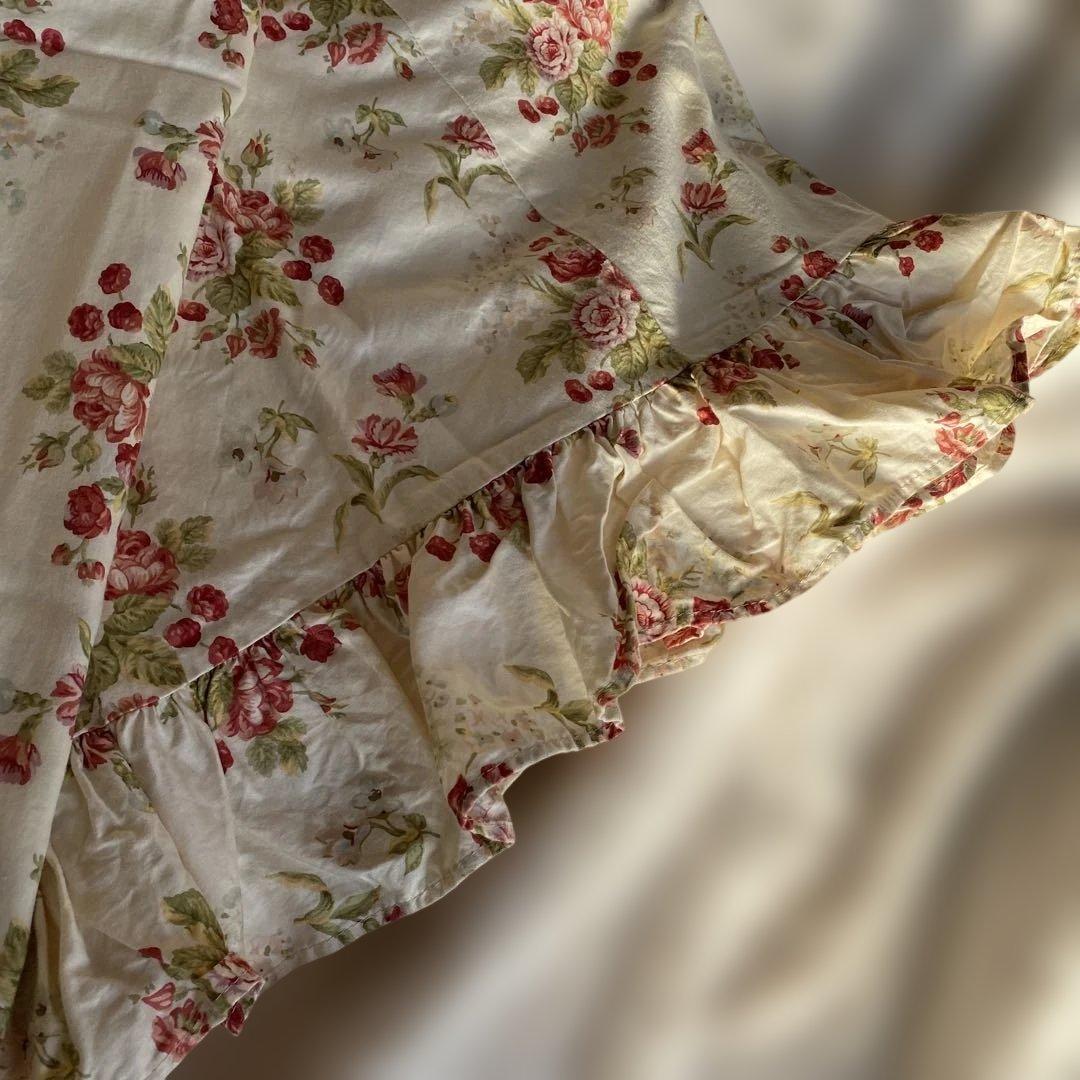 ラルフローレン フラットシーツ　フリル付きダブルサイズ