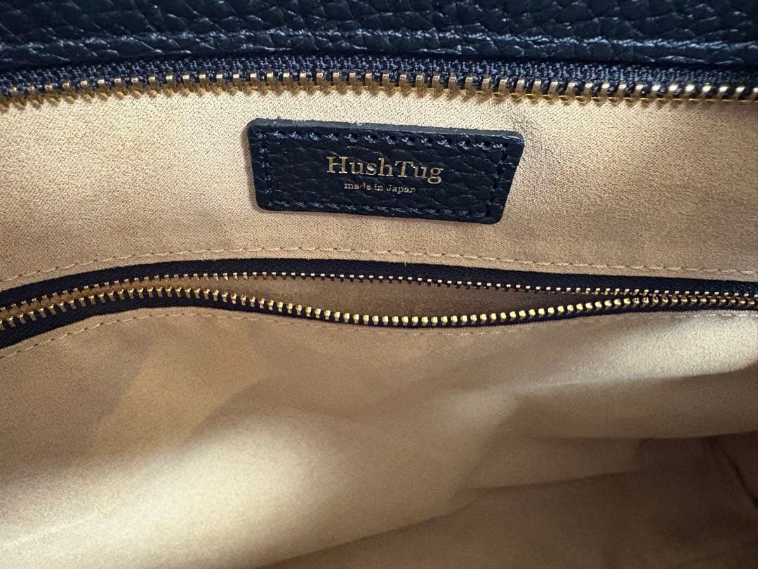 【美品】HushTug ハッシュタグ防水レザートート ブラック