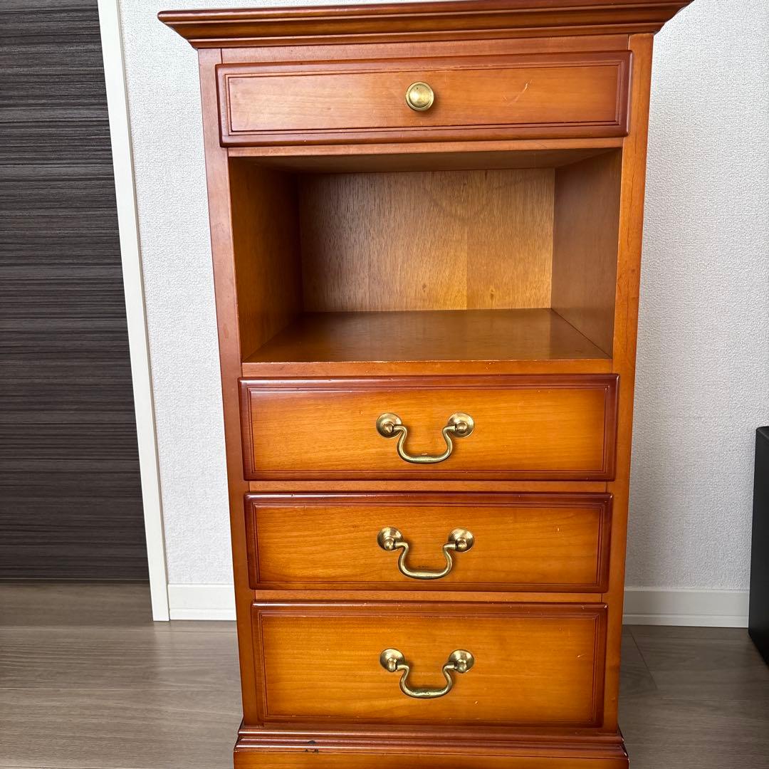 【アンティーク調】木製ブラウン5段チェスト スリム