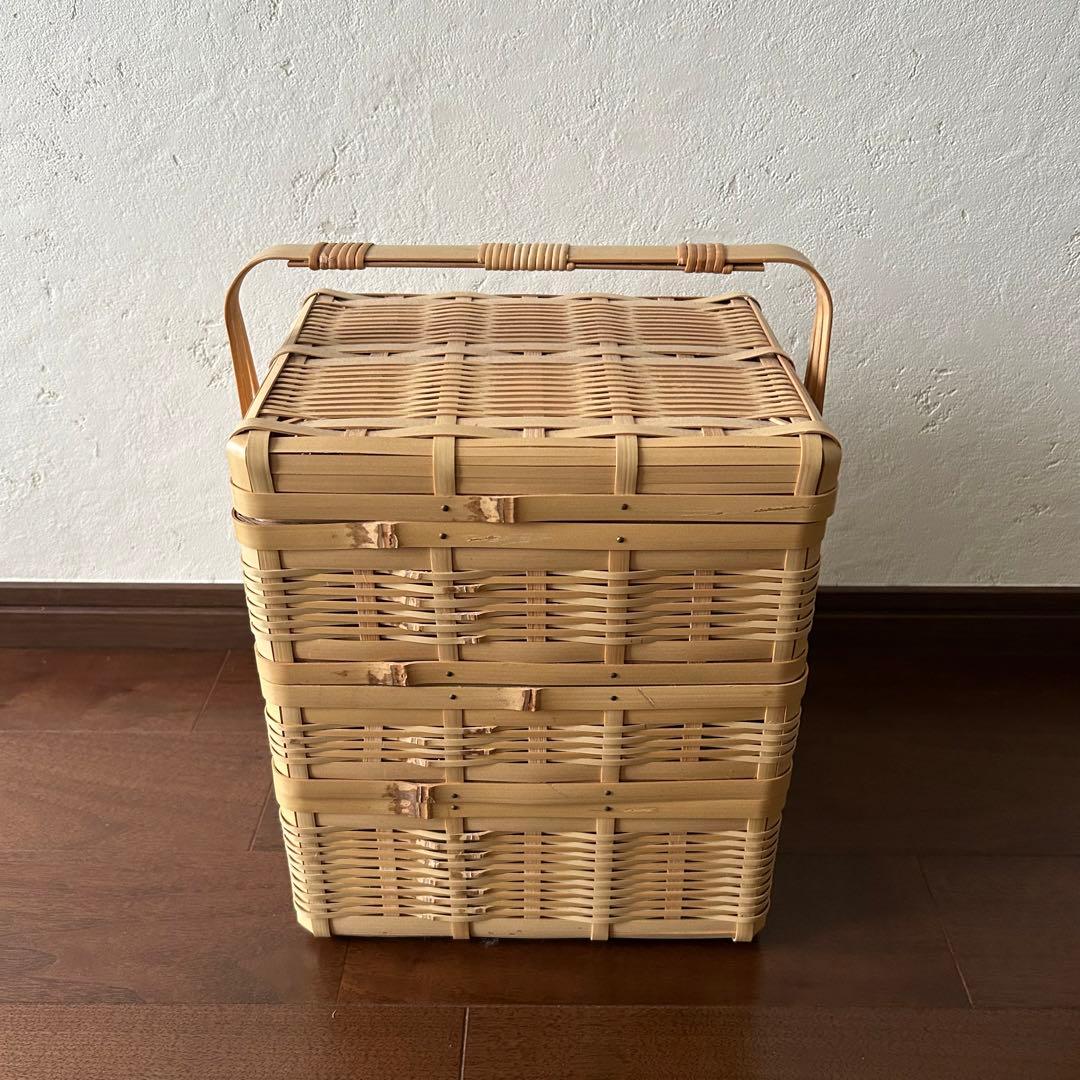 鹿児島　白竹　三段　手つき籠　籠