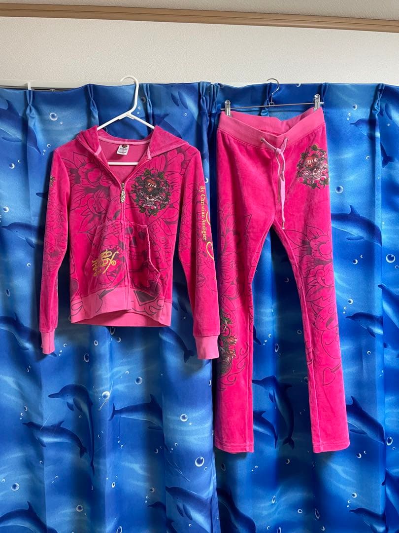 エドハーディー セットアップルームウエア ピンク パーカー