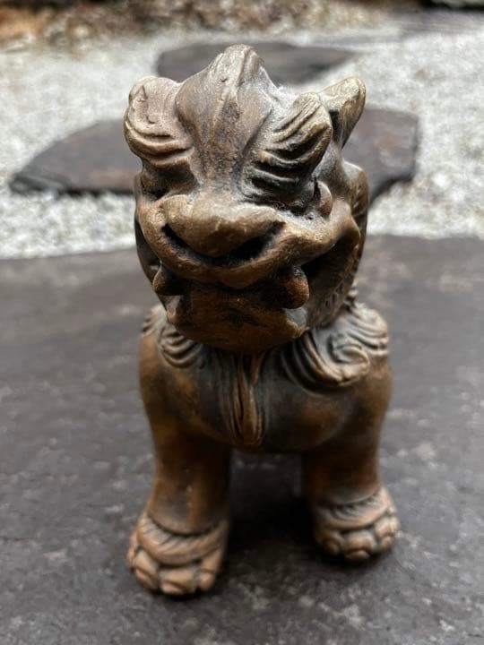 琉球古典焼 兼城賢一 希少古作 古琉球 阿吽一対 獅子 シーサー 古美術