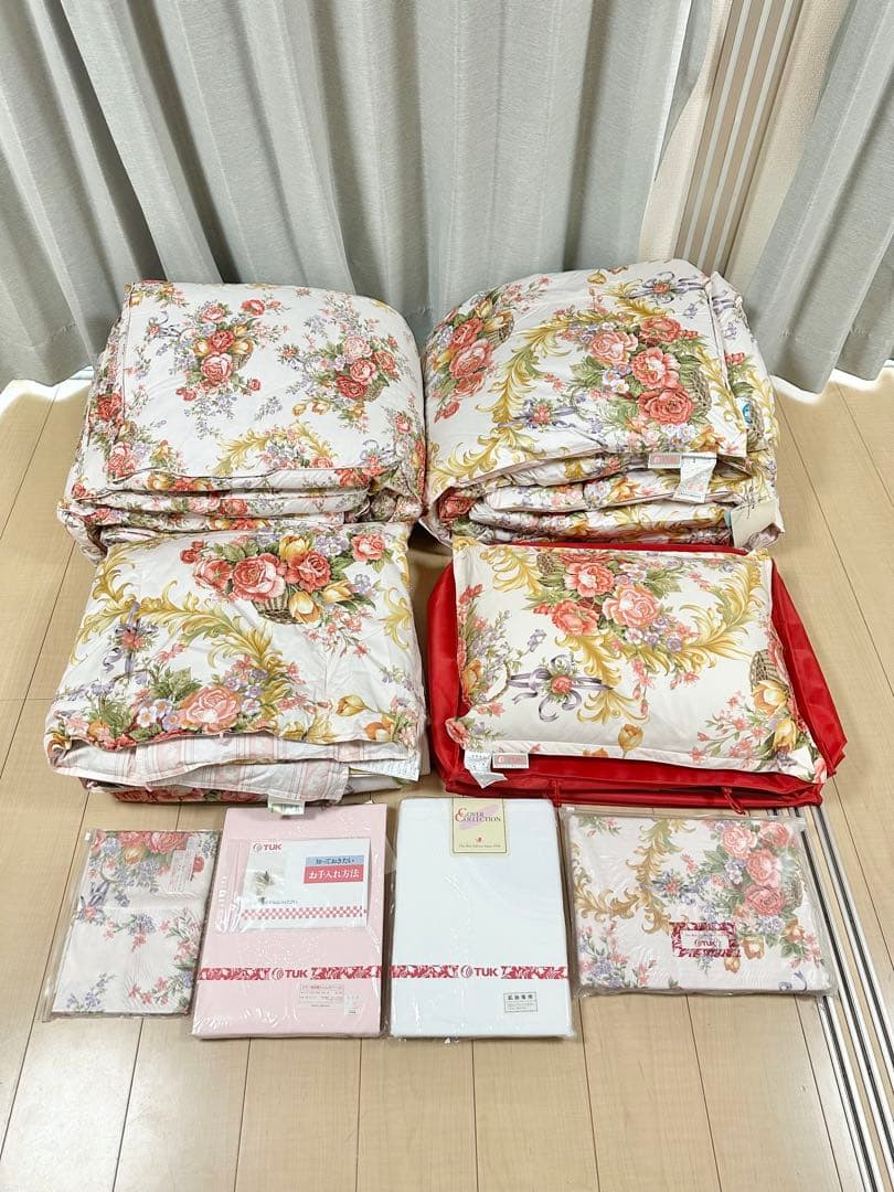 【未使用】TUK 東洋羽毛 セット 高級羽毛 掛布団　敷布団 肌掛け布団 枕 ①