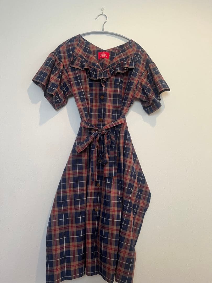 Vivienne Westwood サマータータンチェックギャザー袖シャツドレス