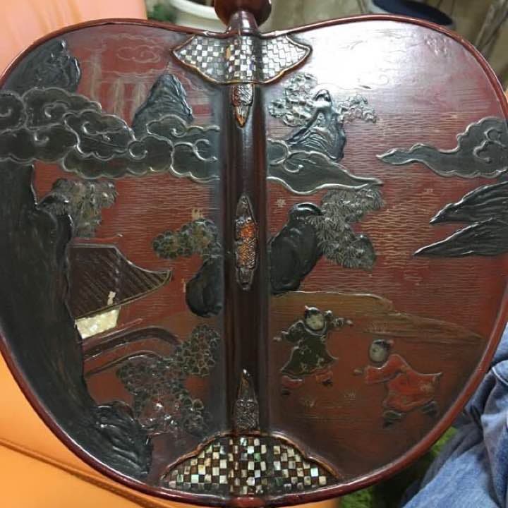 鏍鈿 漆器 人物 扇面 民国 唐物 风水 古玩