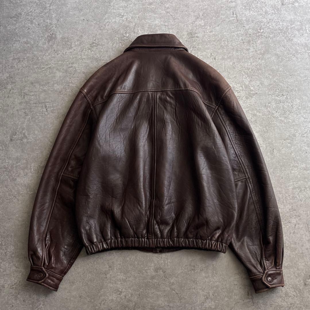 90's■USA製■SAKS FIFTH AVENUE【M】レザージャケット 茶