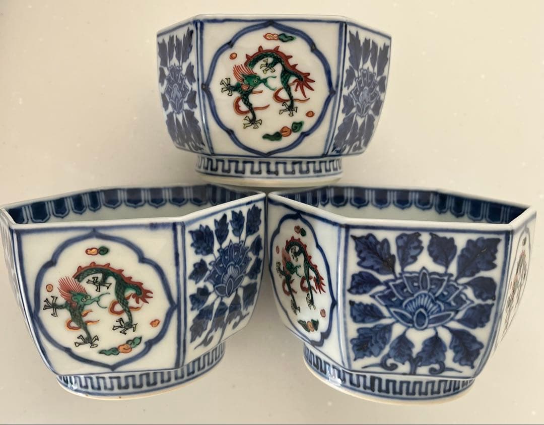 渋草焼　芳国舎 六角鉢　3個セット