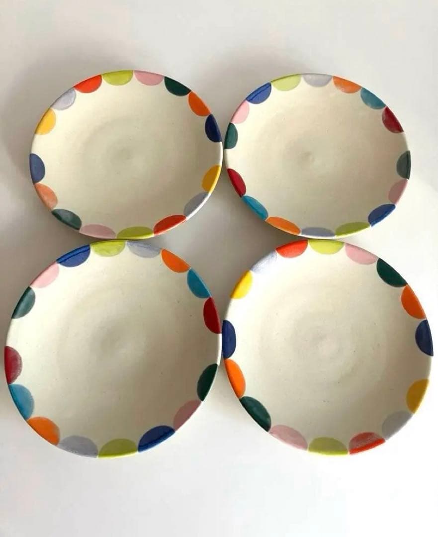 【未使用品】陶芸作家さんのカラフルプレート4枚セット