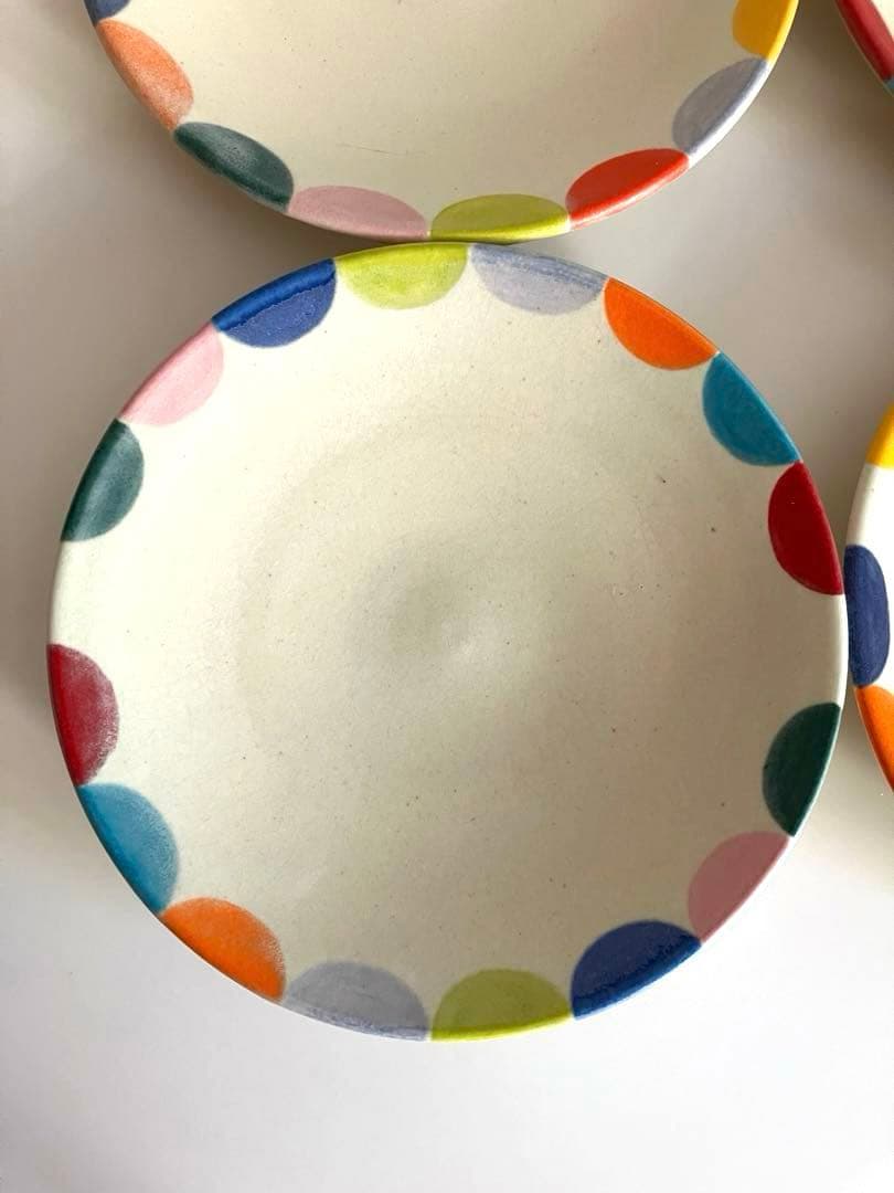 【未使用品】陶芸作家さんのカラフルプレート4枚セット