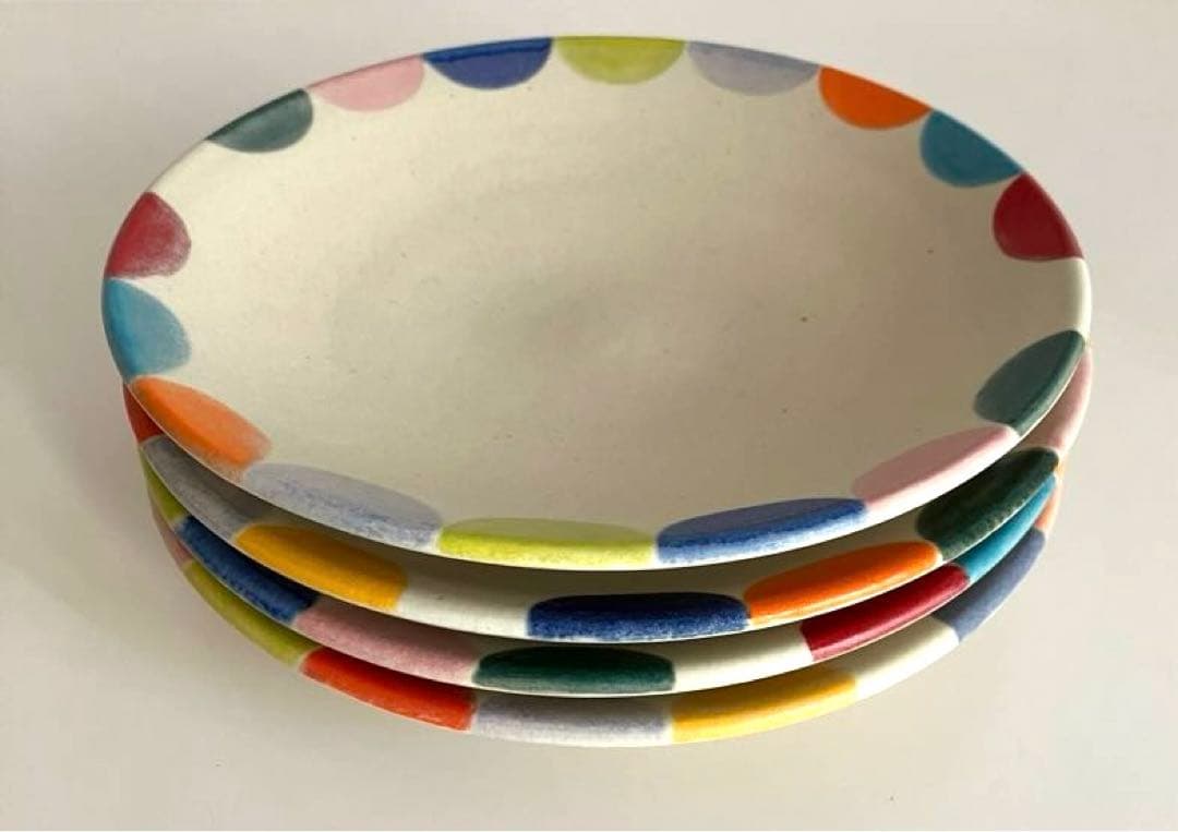 【未使用品】陶芸作家さんのカラフルプレート4枚セット