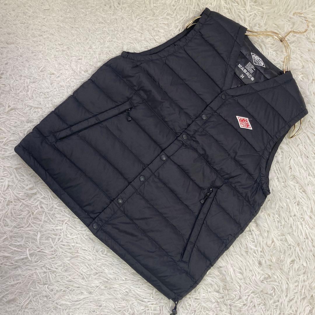 《良品》 DANTON ダウンベスト ブラック 34 着回し Ｖネック