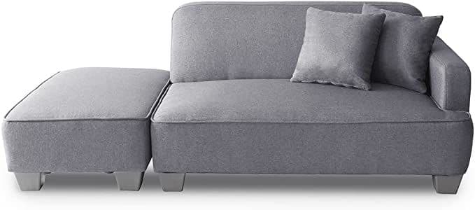 【新品組立済み】ソファ 2人掛け カウチソファ 幅110cm オットマン