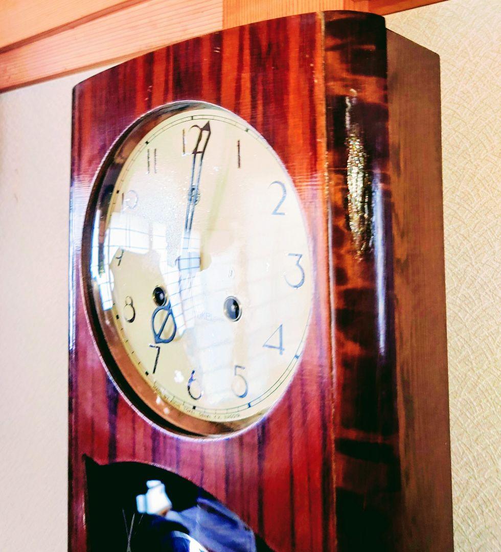 〈完動・美品〉愛知時計　箱型ゼンマイ振り子時計　古時計ボンボン時計