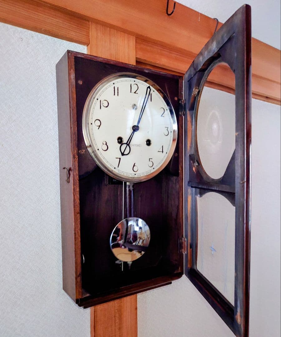 〈完動・美品〉愛知時計　箱型ゼンマイ振り子時計　古時計ボンボン時計