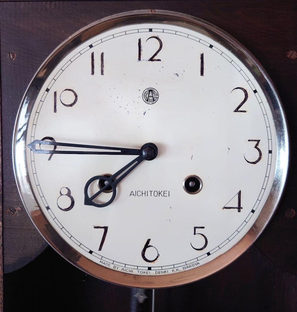 〈完動・美品〉愛知時計　箱型ゼンマイ振り子時計　古時計ボンボン時計