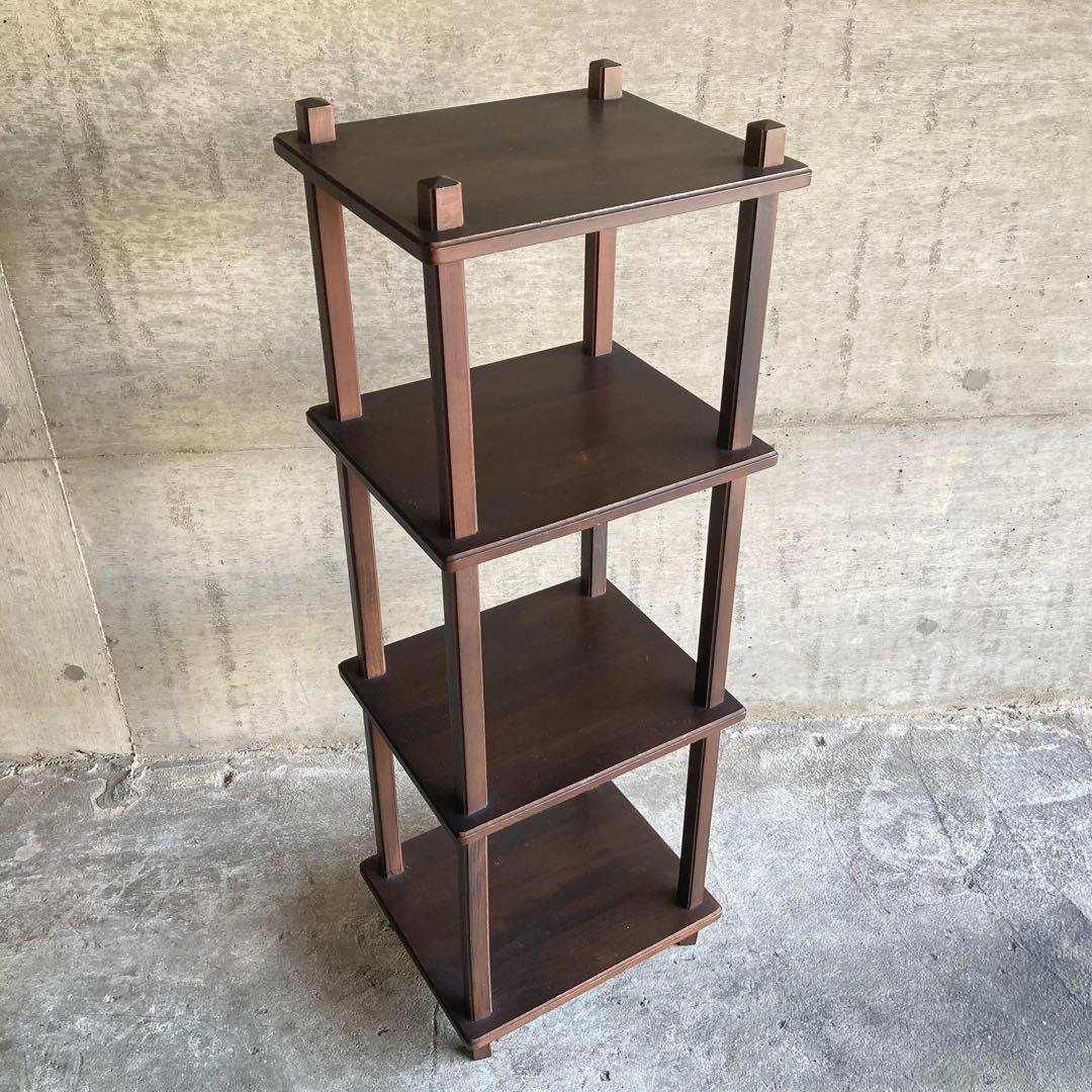 棚 シェルフ ラック 飾り棚 置物台 花台 木製 4段 ブラウン 家具 レトロ