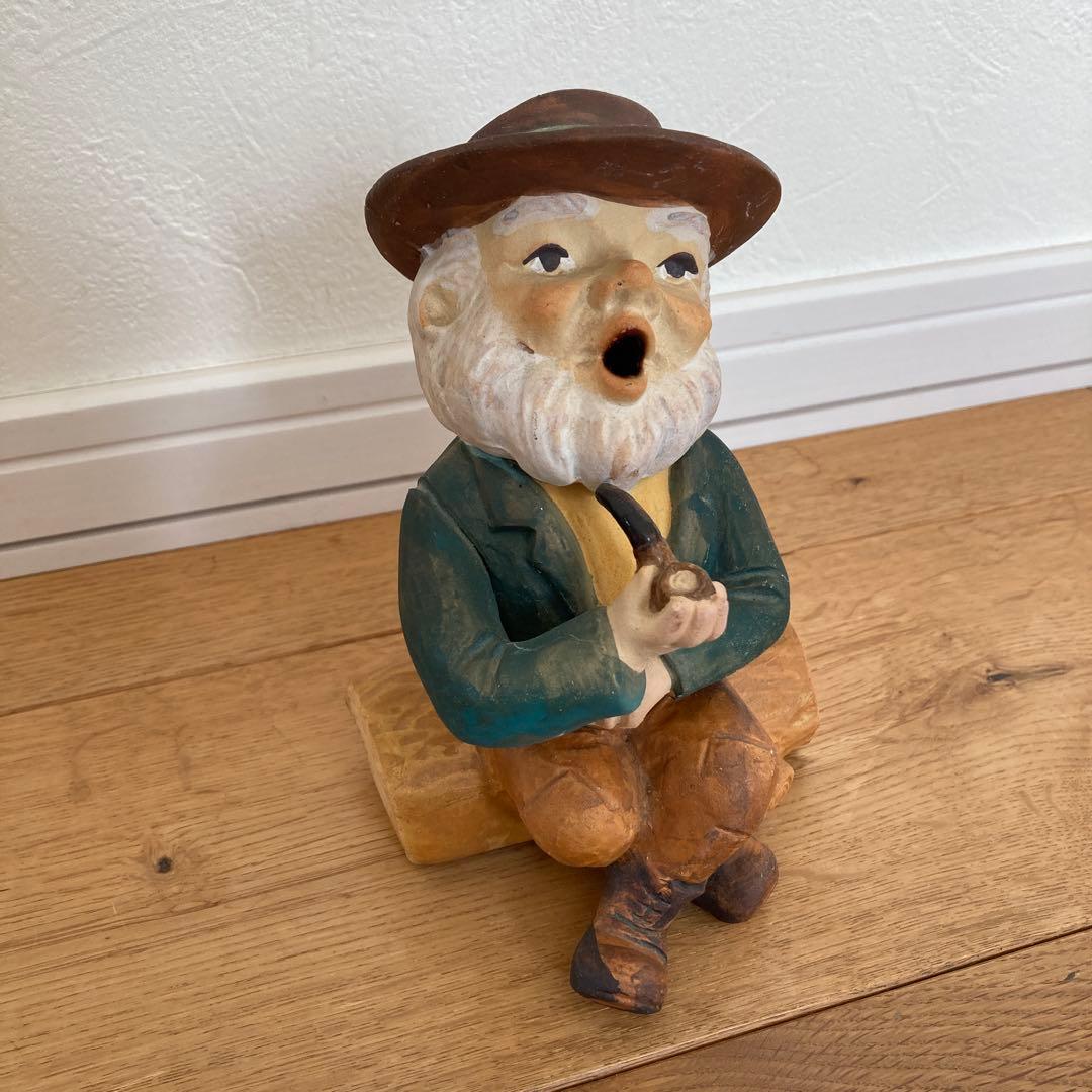 煙出し人形 パイプおじさん 香炉　お香立て　陶器製　置き物　ヴィンテージ