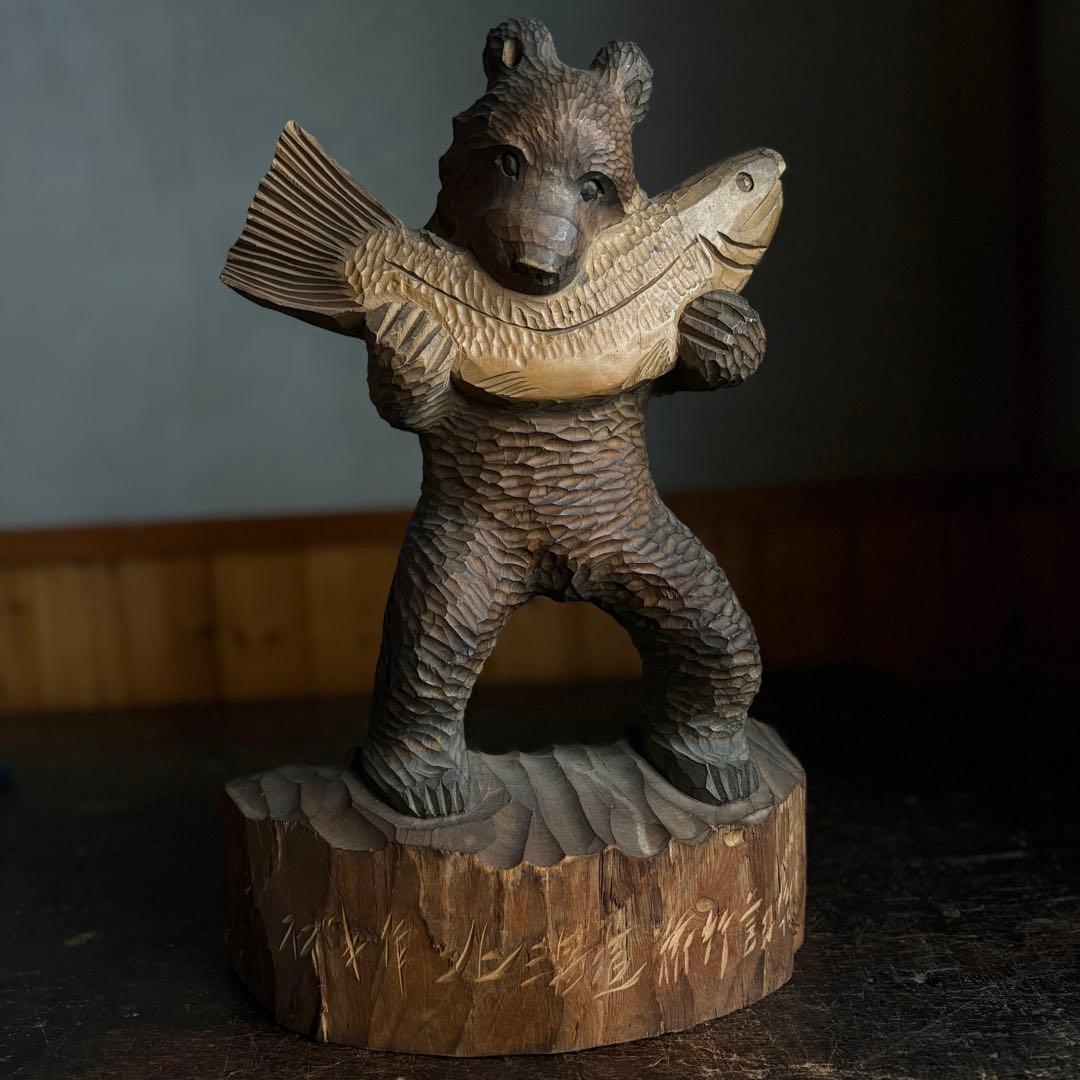 スズキ作　【木彫熊】h44cm立ち姿立ち熊