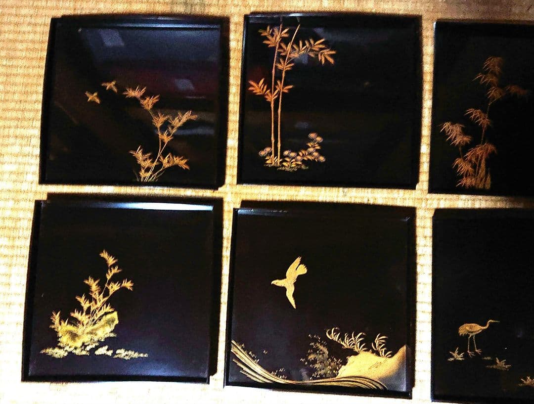 吸物膳漆器 金箔装飾 10枚セット A329