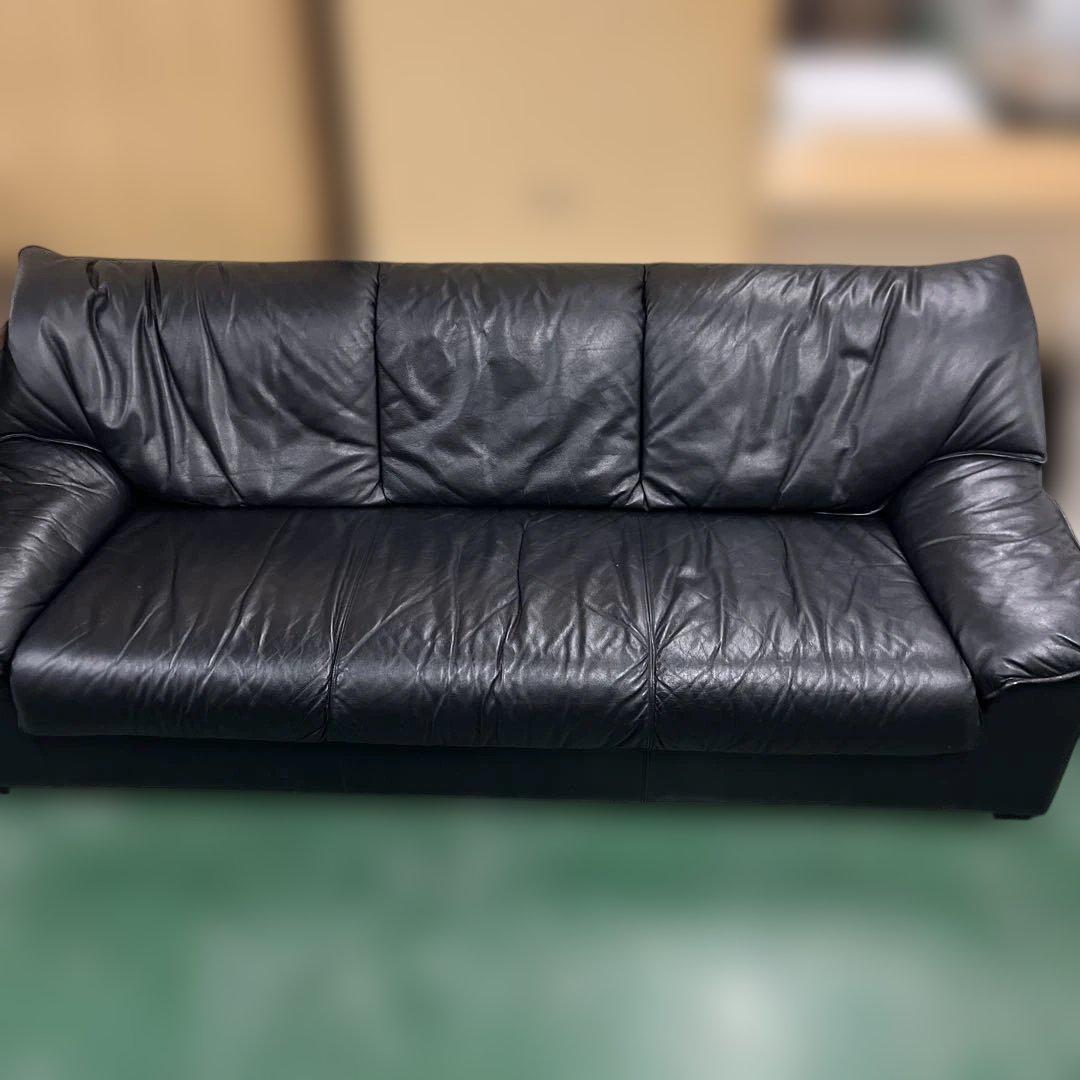 MARIAN マリアン 黒のレザー3人掛けソファー インテリア 家具