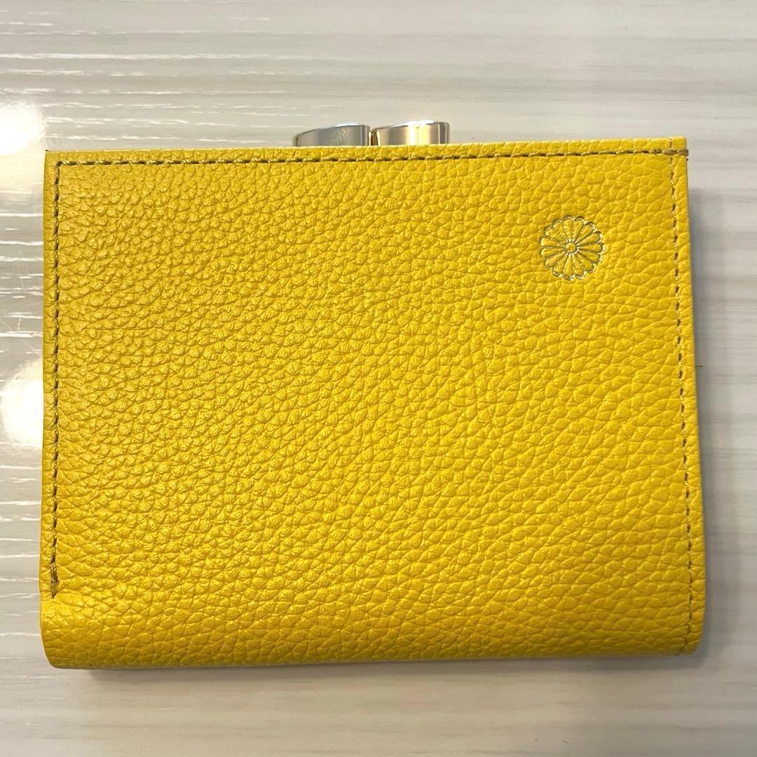 【新品・未使用】皇居 二つ折り財布 黄色 イエロー　がま口