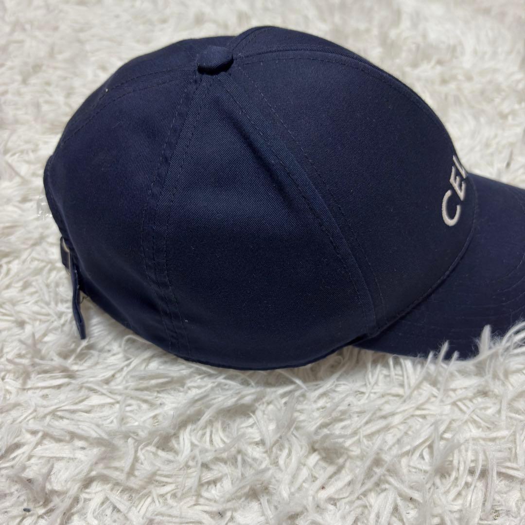 美品　セリーヌ CELINE ロゴキャップ ネイビー 帽子 Mサイズ