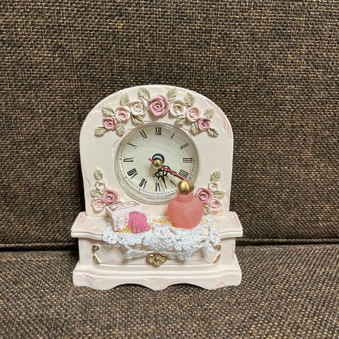 平成レトロ　トルソー型アクセサリースタンド　置き時計　ピンク　バレリーナ　香水