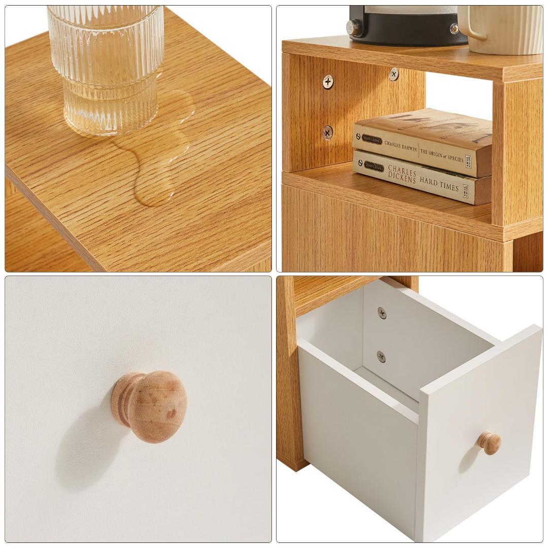 北欧風3層ベッドサイドテーブル - エレガンスと機能性を兼ね備え