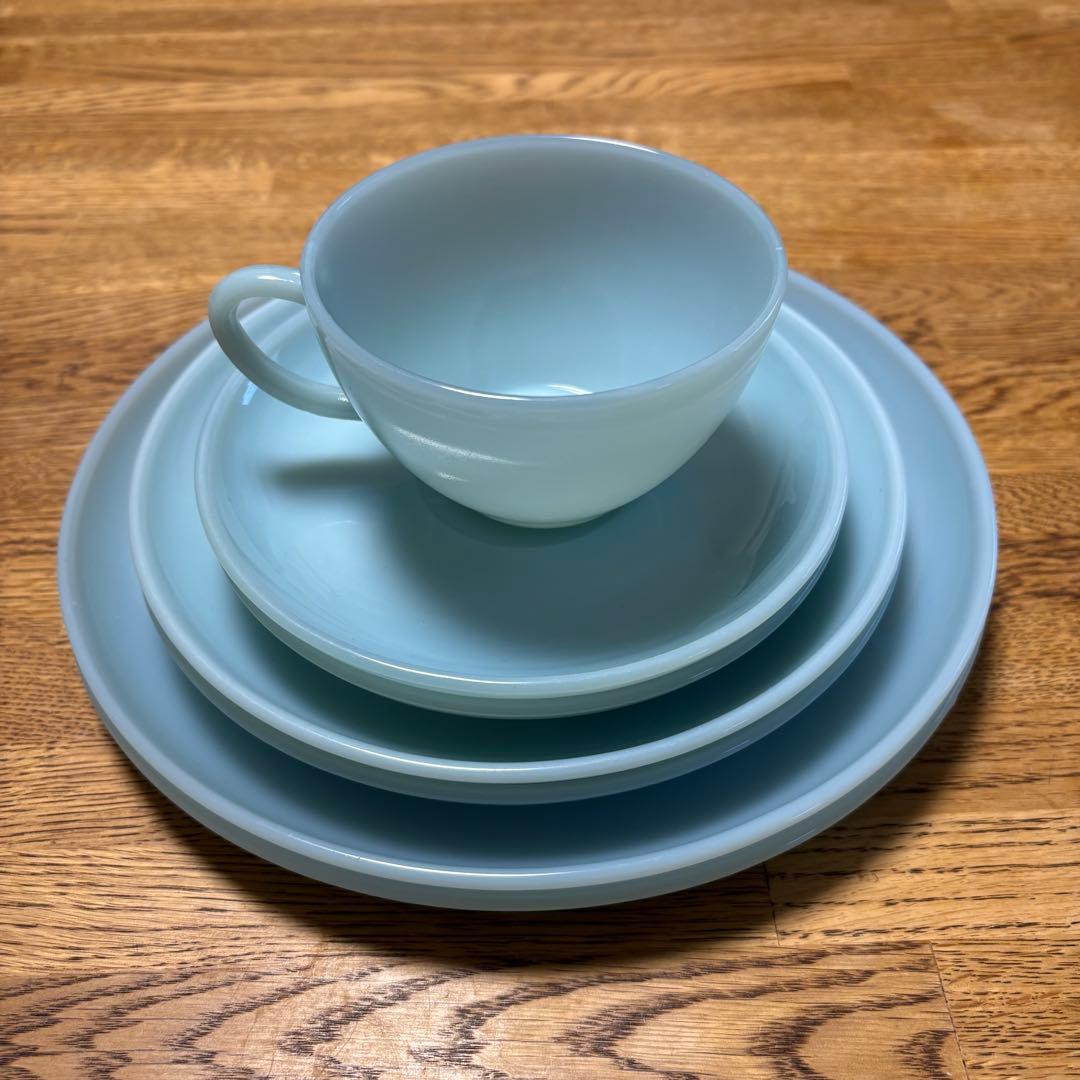 50sヴィンテージファイヤーキングターコイズ7点 USA製 FIRE-KING