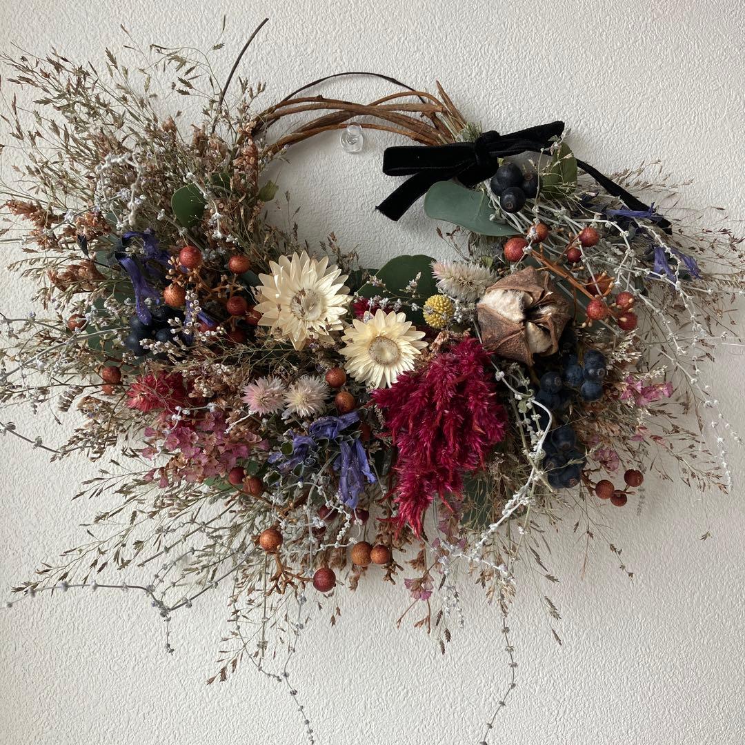 パニカムとケイトウの実ものたっぷりハーフリース　シャリンバイ