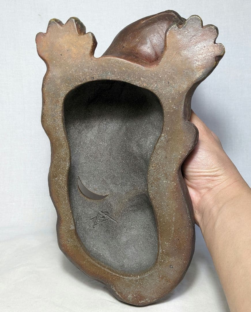 岡山県重要無形文化財 浦上善次 備前焼 甲寅 共箱共布 伏せ香炉 置物 虎 トラ