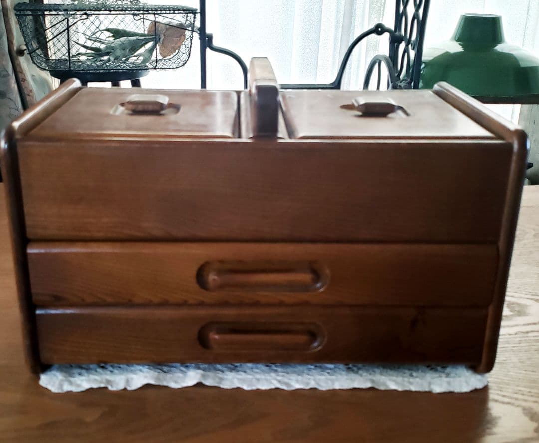 アンティーク レトロ 木製 ソーイングボックス 裁縫箱