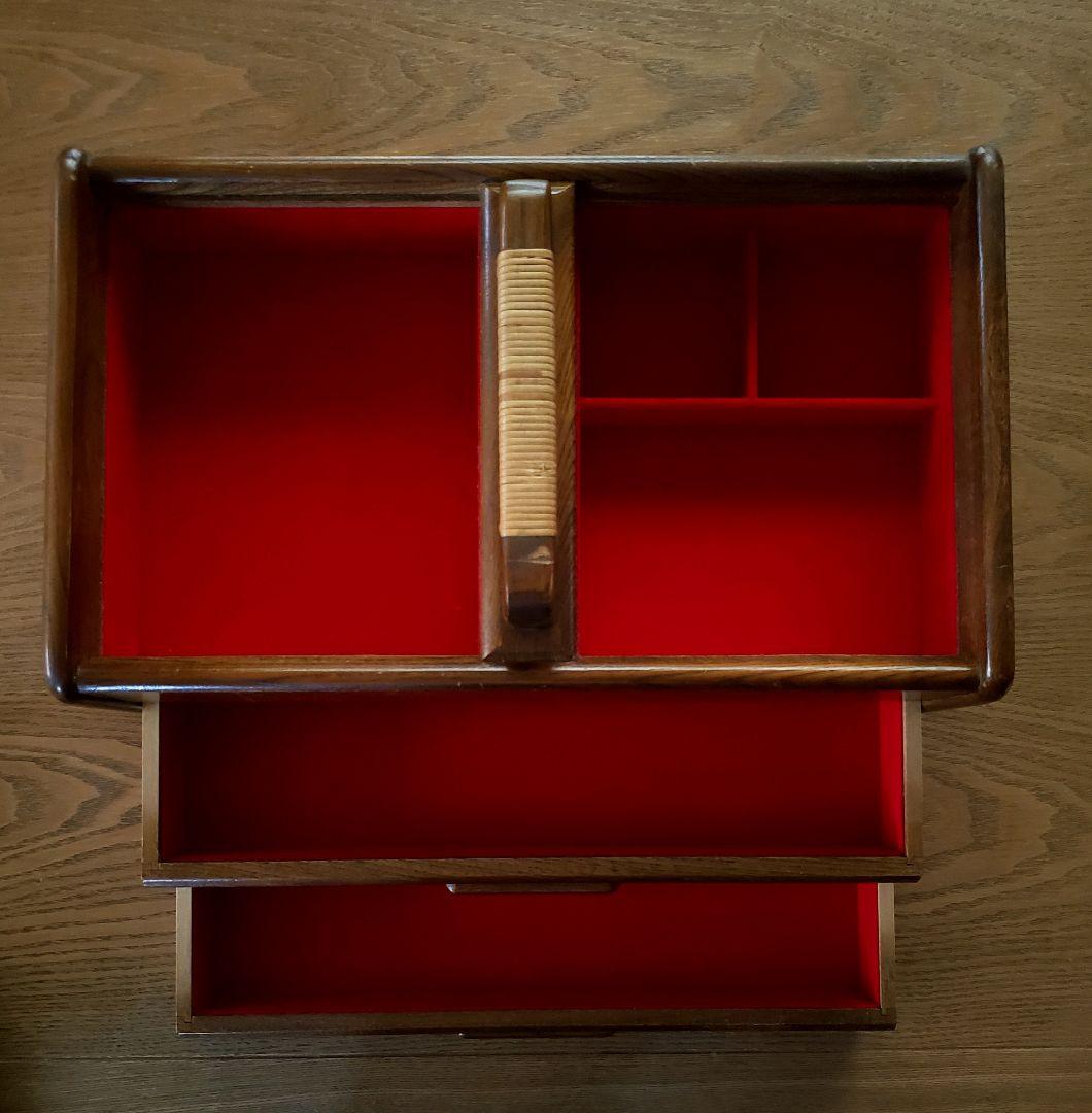 アンティーク レトロ 木製 ソーイングボックス 裁縫箱