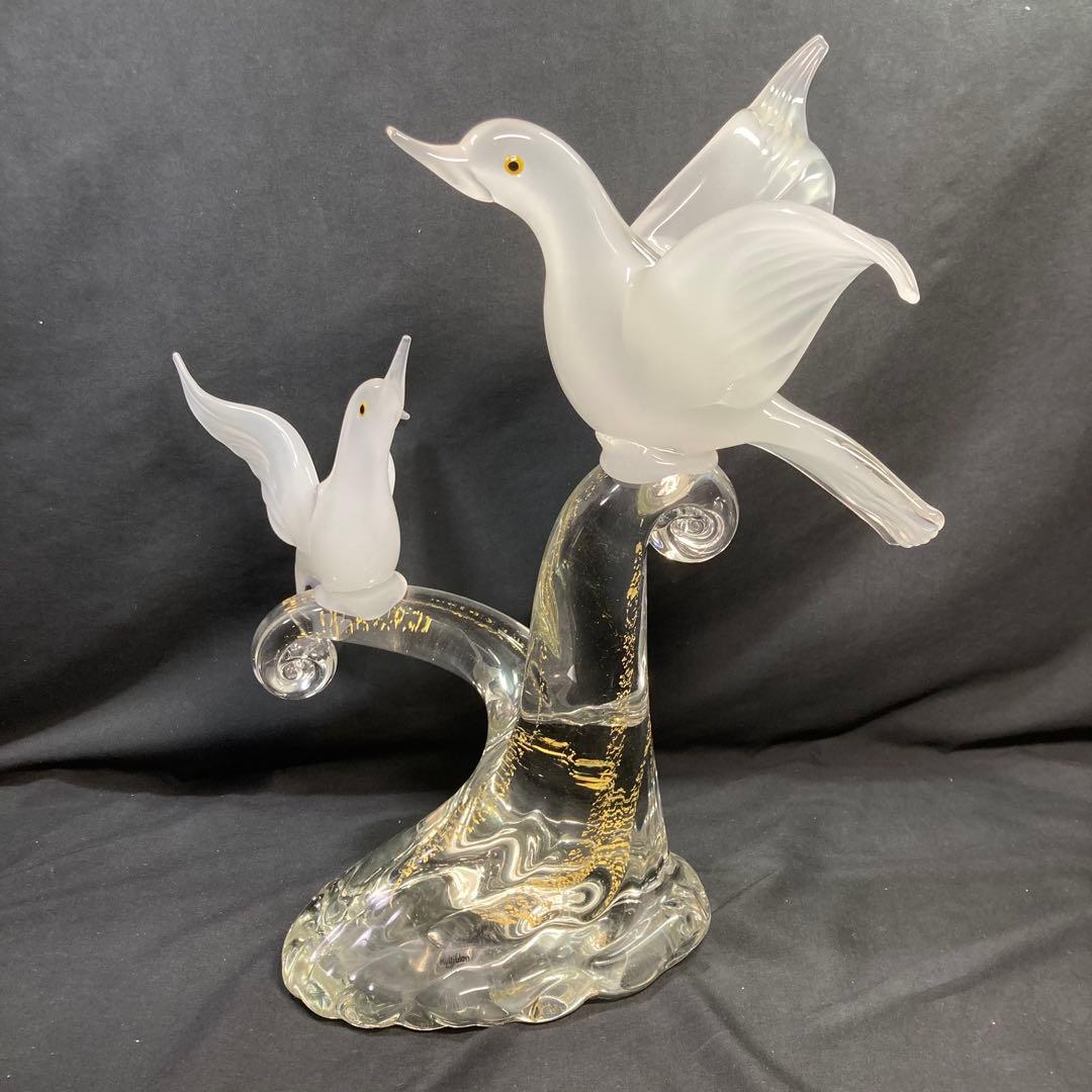 【美品】マルティグラス 鳥 ガラス工芸 置物